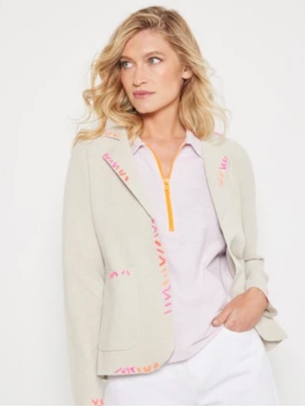 Lisa Todd Stitchin Light Beige Almond Women’s Blazer Jacket NWT medium